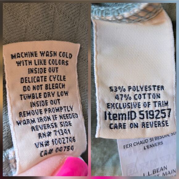 L.L. Bean Quilted Quarter-zip Pullover Mock-neck Green sz XL Snap Close Pocket - Picture 7 of 8